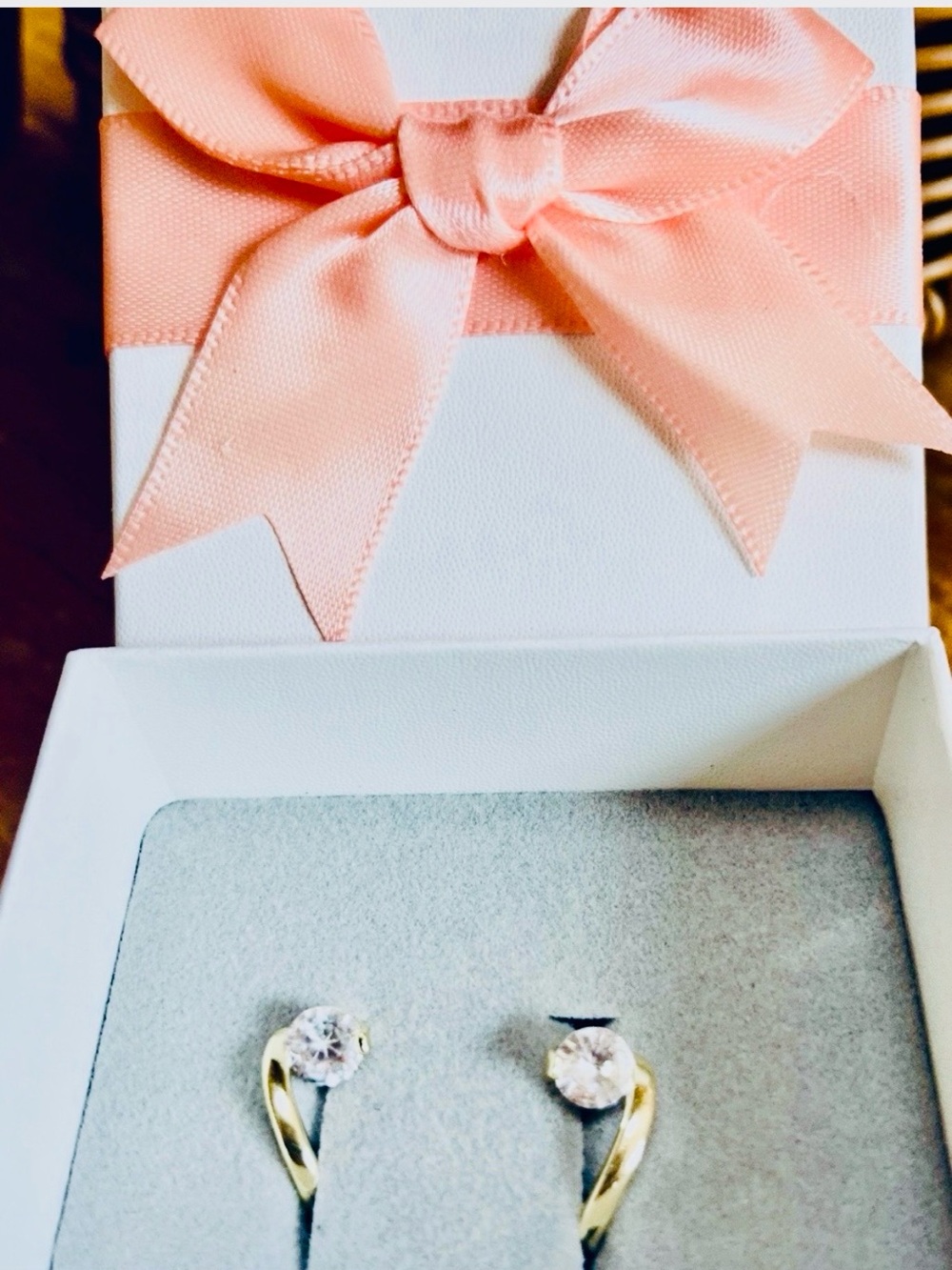 Classic Gold Twist Hoops with Diamond Stud Earrings New in jewelry box Gift Box